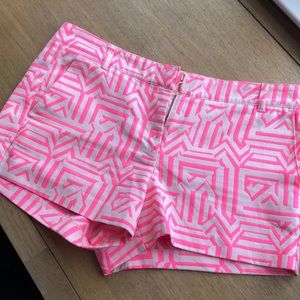 JCrew Geometric Hot Pink Shorts